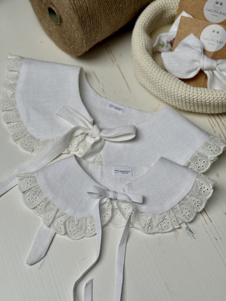 Balta apykaklė su raukinuku