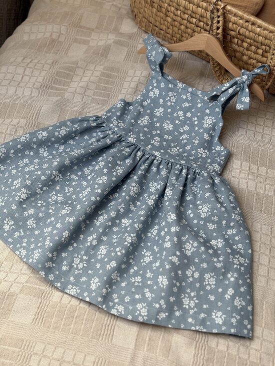 Minktinto lino suknelė ,,Liepa" - žydra