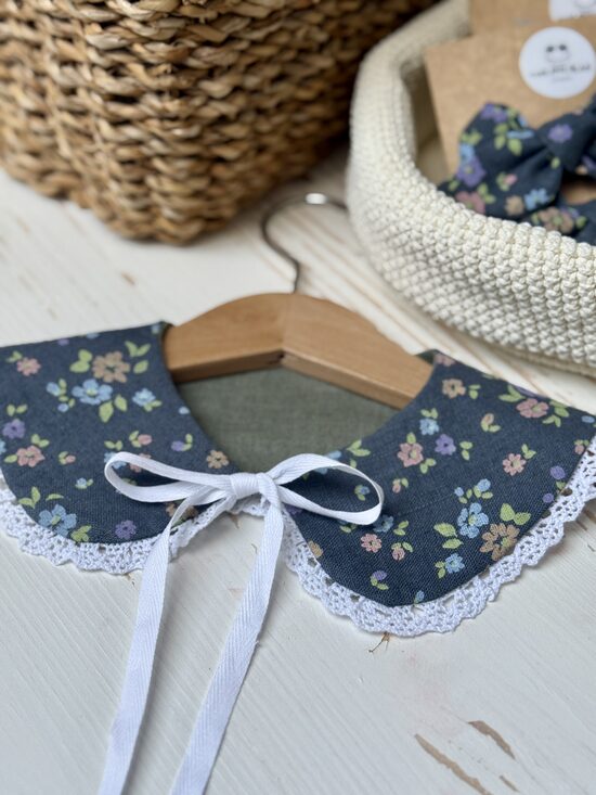 Gėlėta dvipusė apykaklė su nėriniu