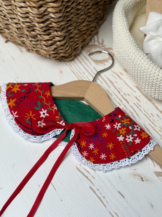 Dvipusė apykaklė su nėriniu - linas/velvetas