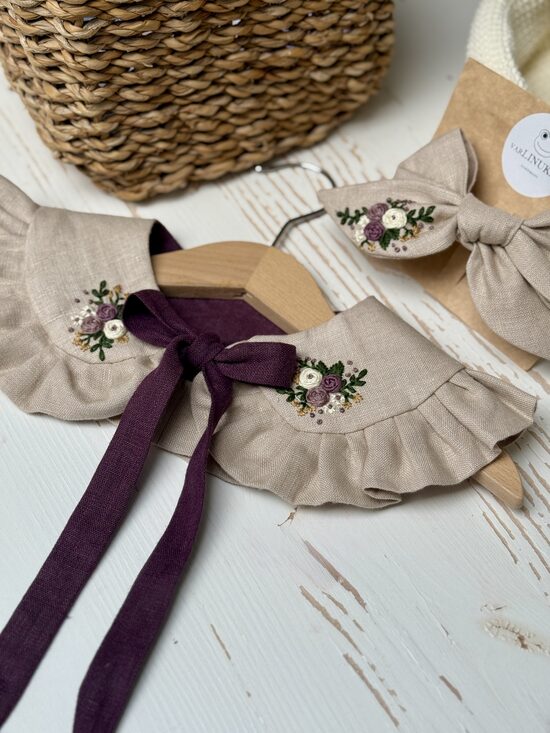 Apykaklės ir plaukų sagės rinkinys