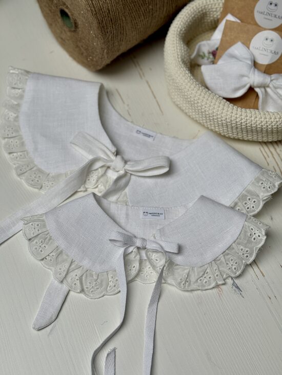 Balta apykaklė su raukinuku