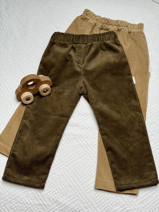 Velveto kelnės - rusvos (platūs ruoželiai)